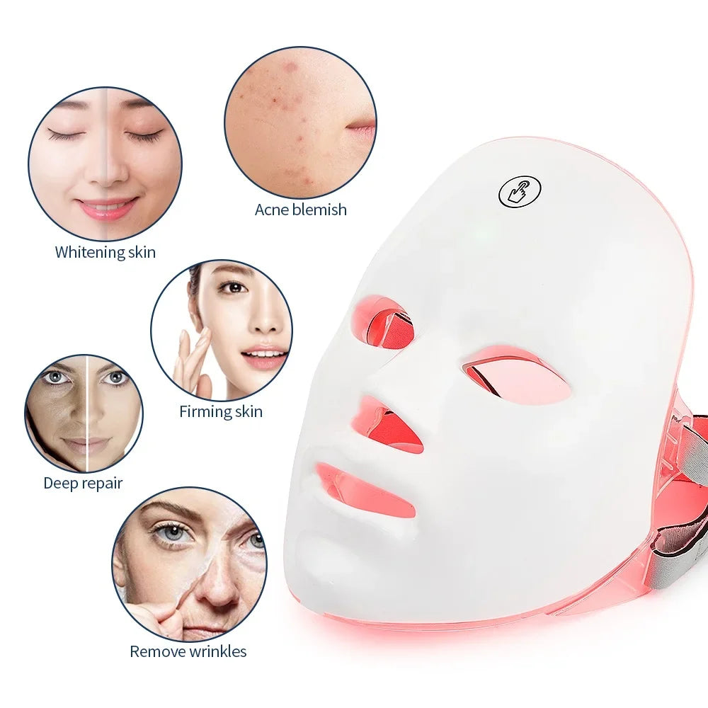 Masque LED Foreverlily 7 Couleurs - Soin et Rajeunissement Facial Rechargeable