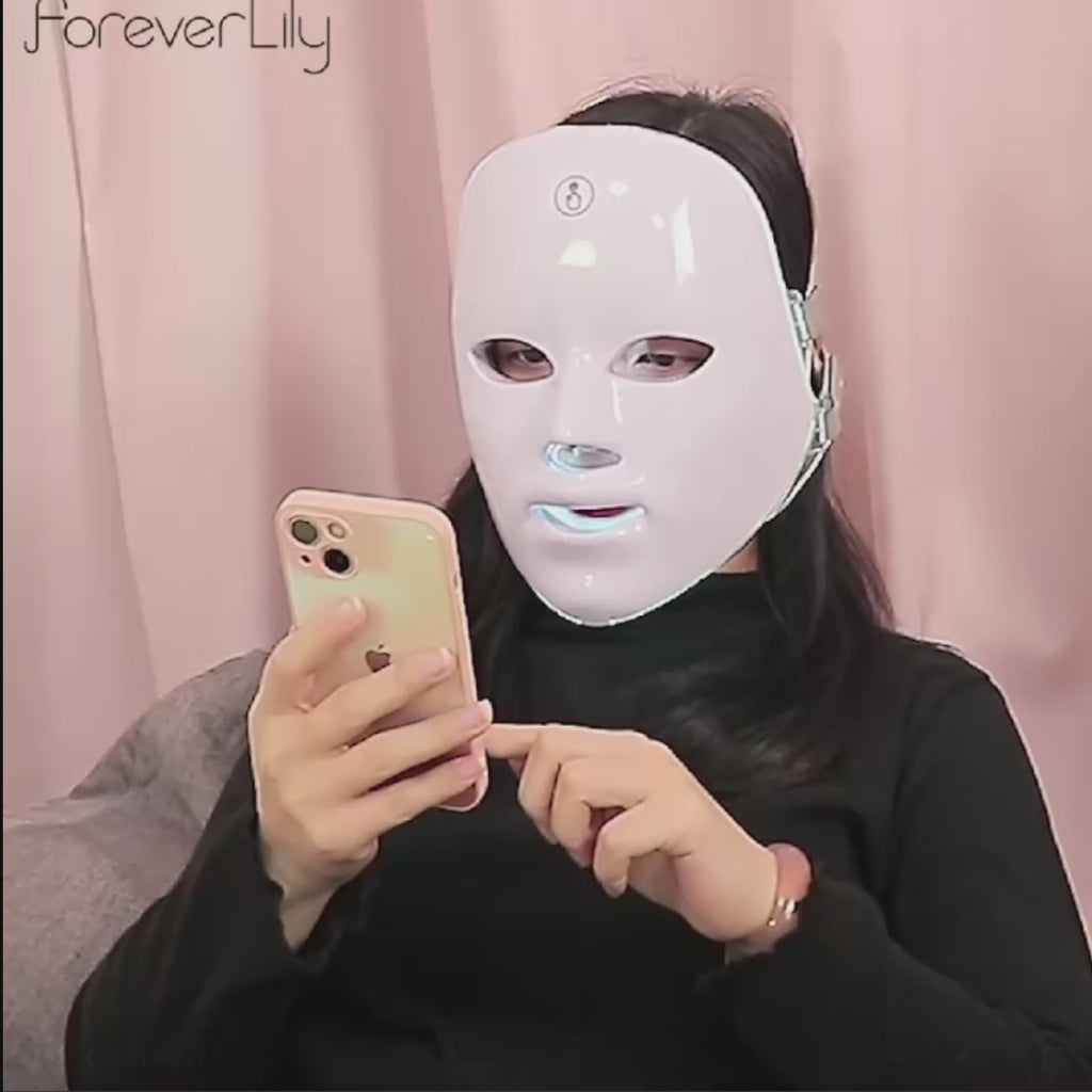 Masque LED Foreverlily 7 Couleurs - Soin et Rajeunissement Facial Rechargeable